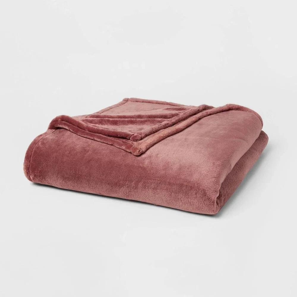 Microplush Bed Blanket - Threshold - Berry, Full/Queen, Solid